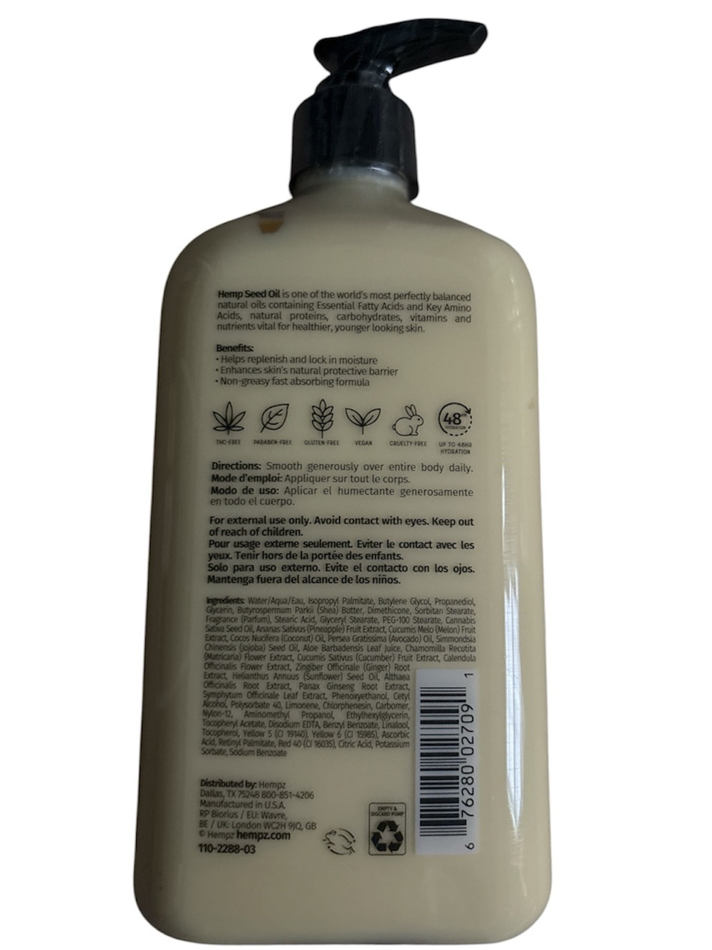 Hempz Sweet Pineapple & Honey Melon Moisturizer - Cream with Black Pump - Picture 3 of 3